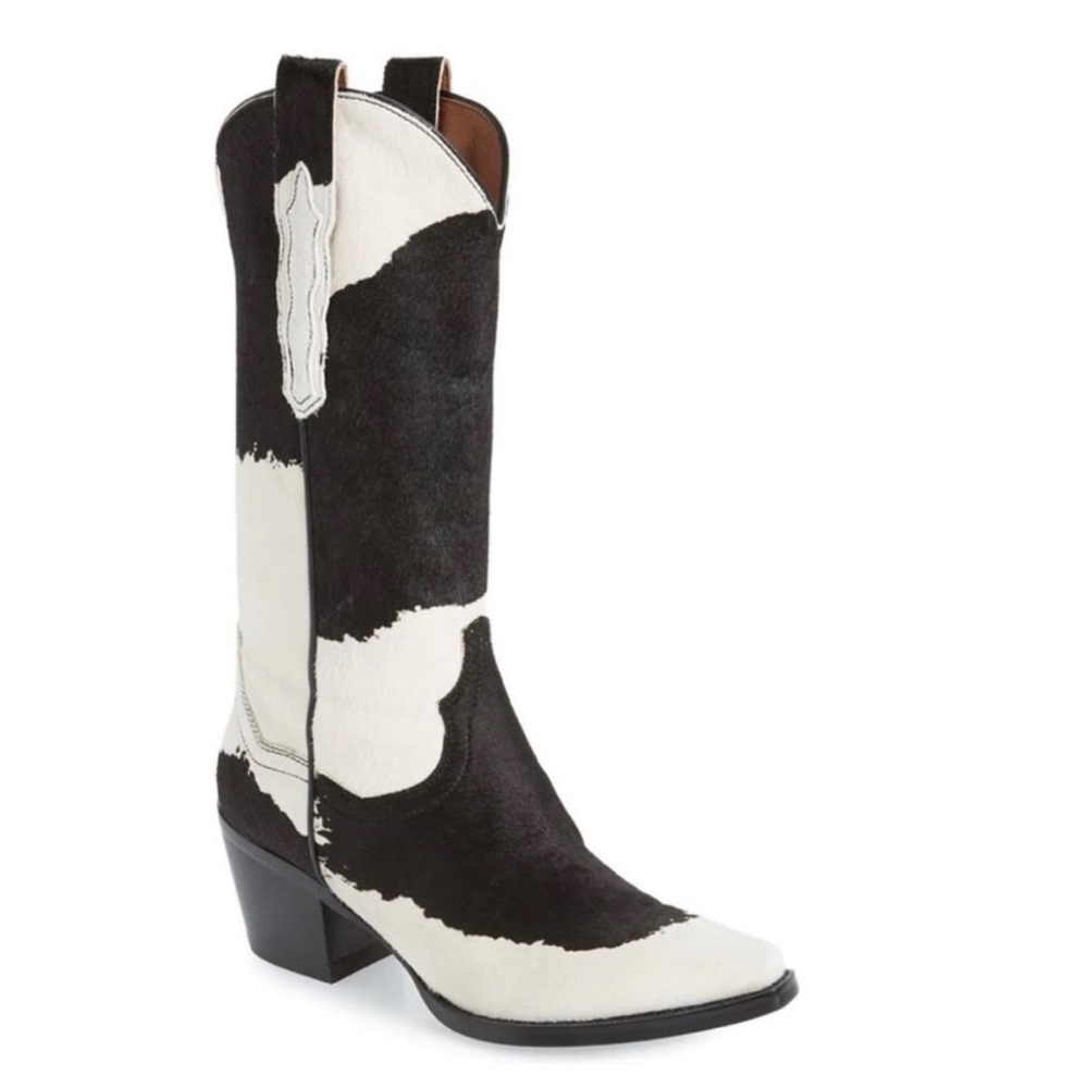 Jeffrey Campbell Dagget cow print calf hair western Cowboy boot 7.5